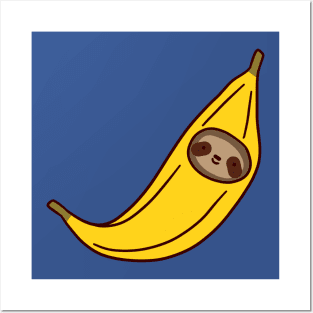 Banana Sloth Face Posters and Art